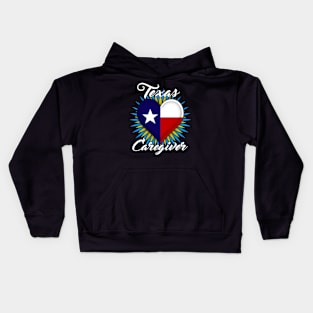 Texas Caregiver light font design Kids Hoodie